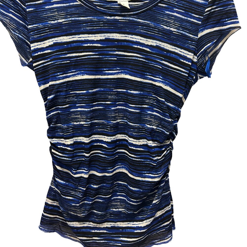 Women's Slim Fit Stripped Blue Tee Kenneth Cole New York Store Sz Small
